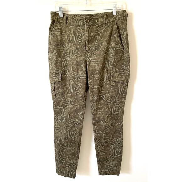 Brook Brothers Preppy Cotton Chino Floral Cargo Pants Green Size 8 - Picture 1 of 8